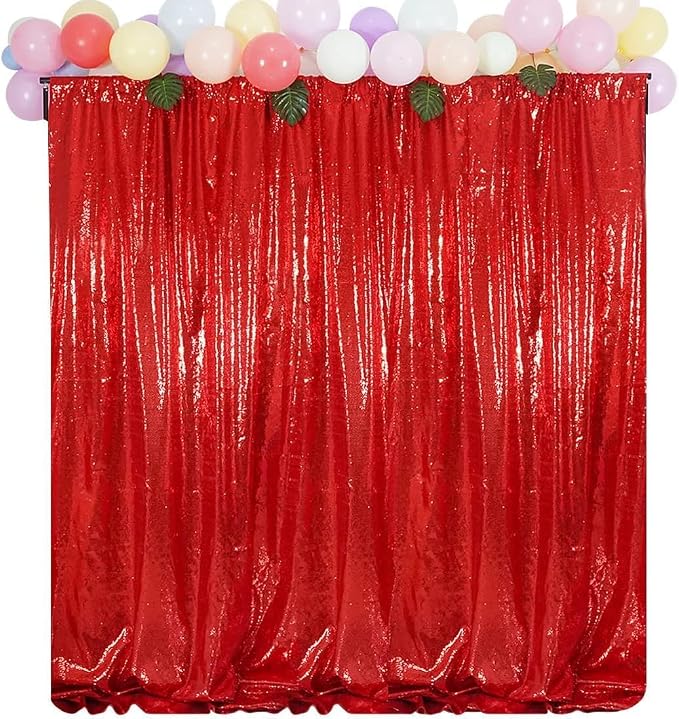Juya Delight Red Sequin Backdrop Curtain, Glitter Backdrop Curtain - Image 6