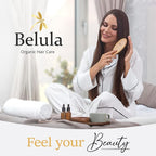 100% Boar Bristle Hair Brush for Women Set by Belula (L Size). Soft Natural Bristles for Thin and Fine Hair. Wooden Comb, Travel Bag and Spa Headband Included!