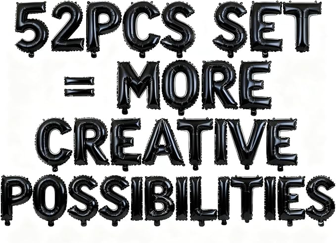 52 Pcs Black Letter Balloons, Custom 2 Set A-Z Set by GOGAKIE