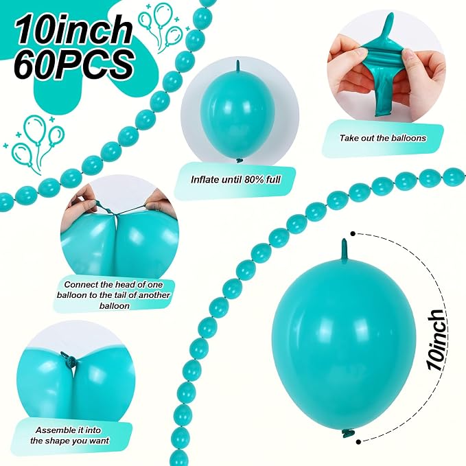 Teal Blue Linking Balloons, Tails Balloon - Image 2