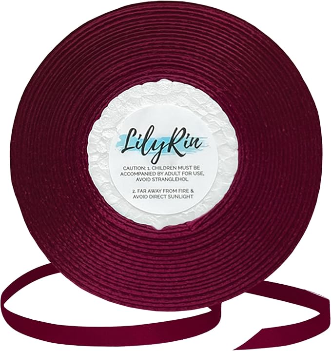 Burgundy Ribbon 1/4 Inches 36 Yards Satin Roll Perfect by LilyRin