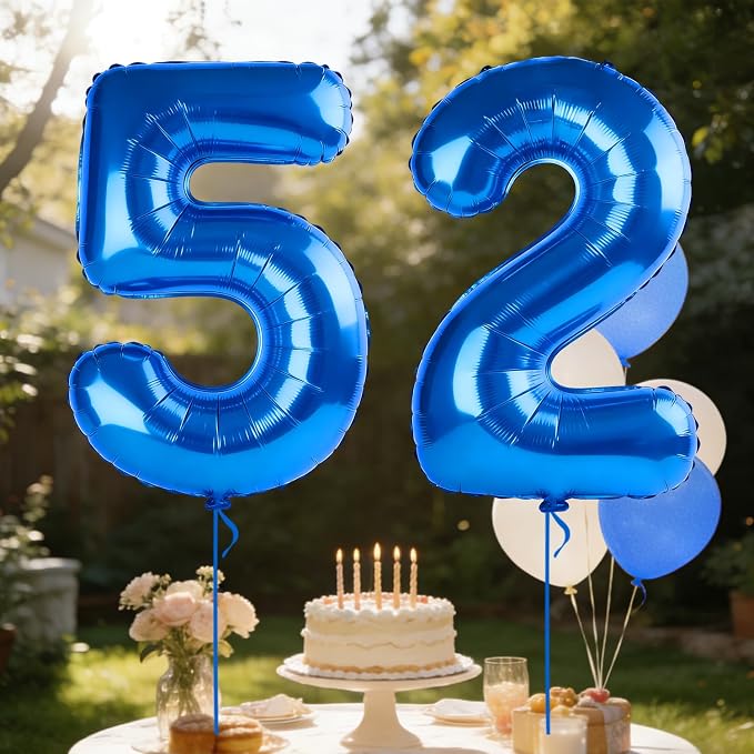 40 Inch Number 52 Balloons for 52nd Birthday Party Decorations, 0-100 Dark Blue - Image 3