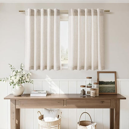 Beige Farmhouse Curtains 30 Inch Length - Image 6