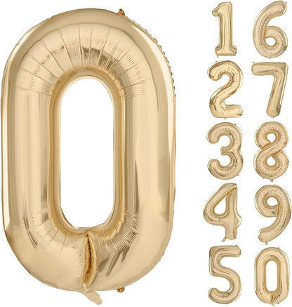 40 inch White Gold Number Balloon Giant Foil Helium Balloons Champagne Gold by Yeodong
