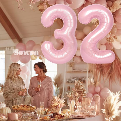 SUWEN 40 Inch Large Pink 32 Balloon Numbers Big Foil Helium Number Balloons 0-9 - Image 4