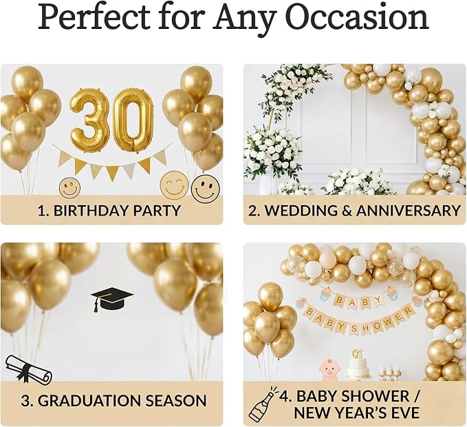 102pcs Gold Balloon Garland Arch Kit, 18 12 10 5 Inch Balloons | Balloons - Image 4