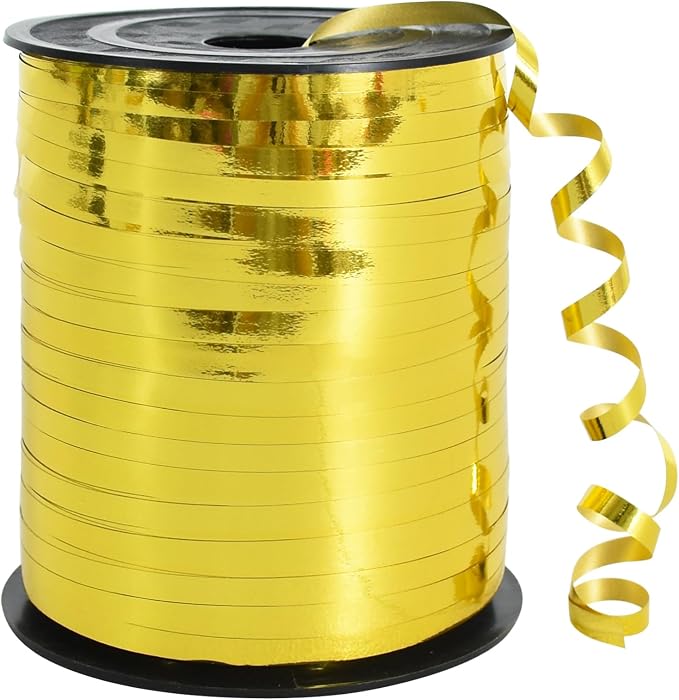 TONIFUL 500 Yards Curling Ribbon-Balloon Ribbons-Shiny Gold Metallic Balloon by TONIFUL