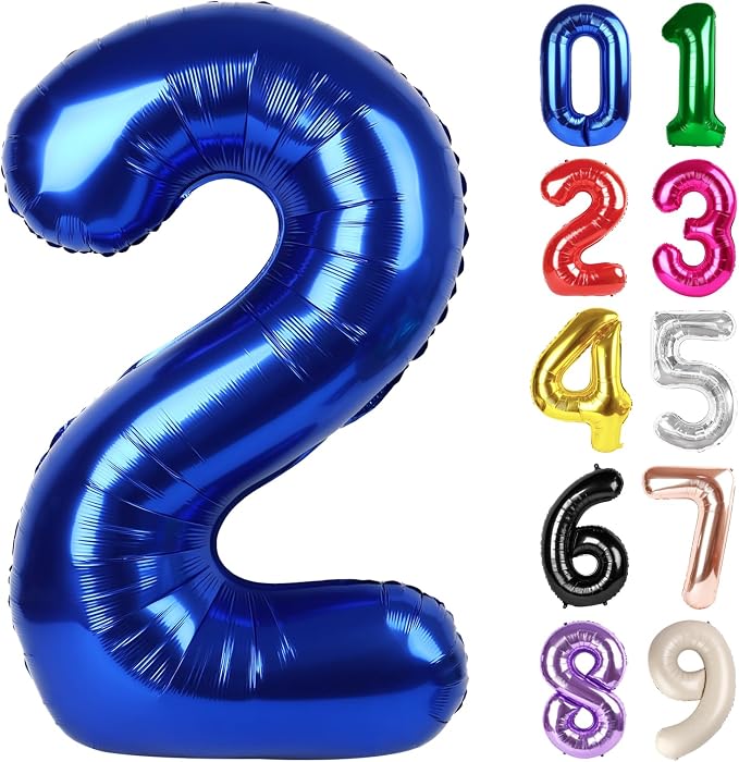 2 Balloon - Night Blue Birthday Number Balloons, 40 Inch Party Decorations | by ALPHADELTAPI