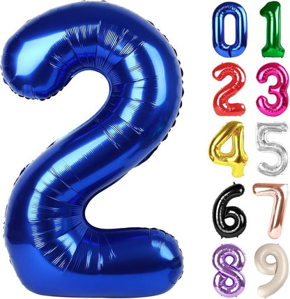 2 Balloon - Night Blue Birthday Number Balloons, 40 Inch Party Decorations | by ALPHADELTAPI
