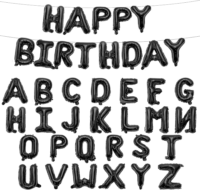 65 Pcs 16 Inches Happy Birthday and 2 Sets A-Z Letter Balloons, DIY Custom by Tedercle