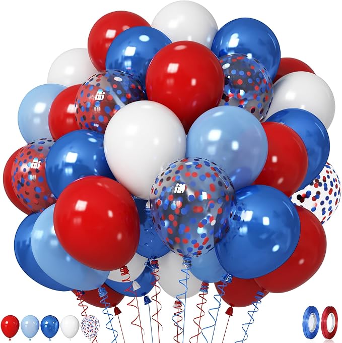 Red White Blue Balloons, Memorial Day Patriotic 250th Anniversary USA Blue Red by Jobkoo