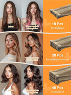 DOORES Hair Extensions Tape in Real Human Hair, Balayage Medium Copper to Sandy Blonde 20 Inch 50g 20pcs, Tape in Extensions Straight Skin Weft Natural Human Thick Ends