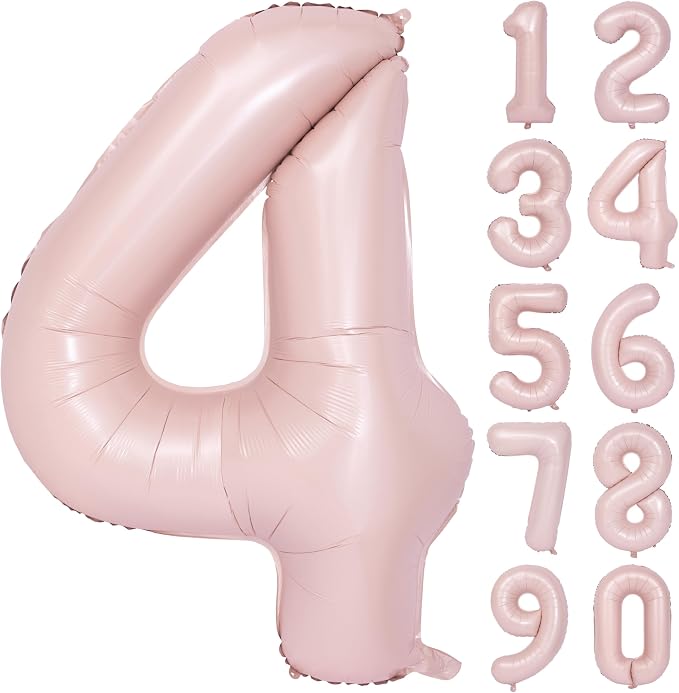 40 In Matte Pink Number Balloons Helium Foil Mylar Balloon Party Digital 4 | by Exquisitehighqualitypartydecorationstomeetyoureveryneed%EF%BC%81
