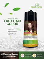 Herbishh Chestnut Brown 3 in 1 Hair Dye Shampoo 400 ML PPD Free + Hair Color Stain Protector – Dye Shield or Defender for Skin