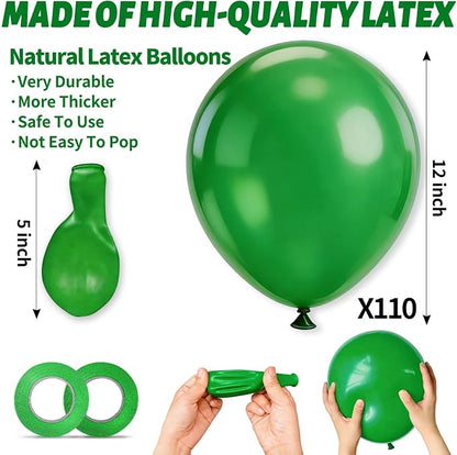 110Pcs Dark Green Balloons Latex Party Balloons 12 inch Round Helium Balloons - Image 3