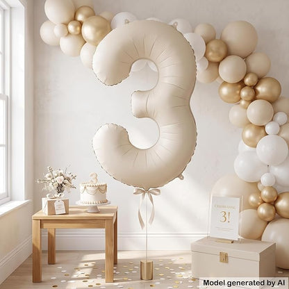 40 Inch Cream Foil Number 3 Balloon - Image 4
