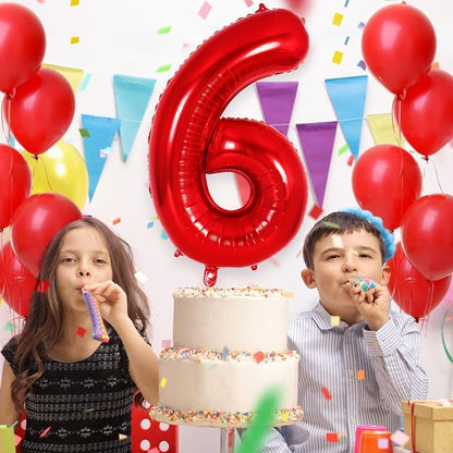 Red Number 6 Balloon 40 Inch, Big Large Foil Helium Number Balloons, Jumbo - Image 4