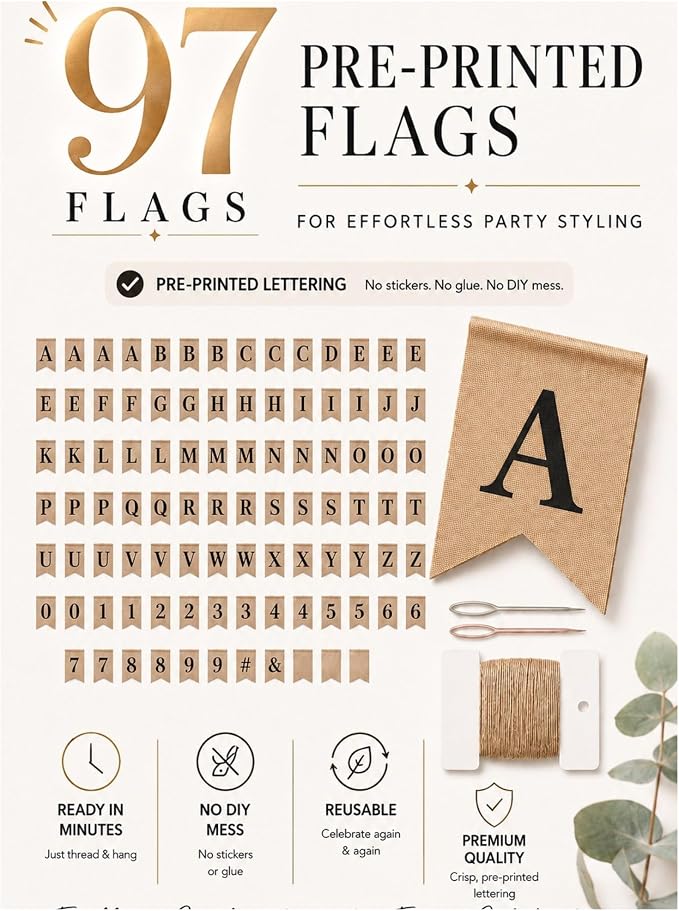 Pre-Printed Banner Kit – 97 BURLAP Flags - Image 9