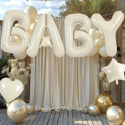 TONIFUL Baby Party Decorations, 40 Inch Cream White Baby Foil Letter Balloons - Image 6