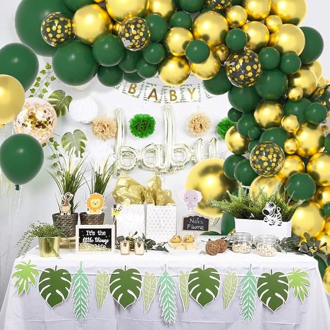 Dark Green Gold Balloon Garland Arch Kit - Image 5