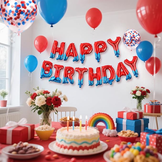 CANREVEL Happy Birthday Banner Decorations + Sign Balloons, Spider | 13pcs 16 - Image 3