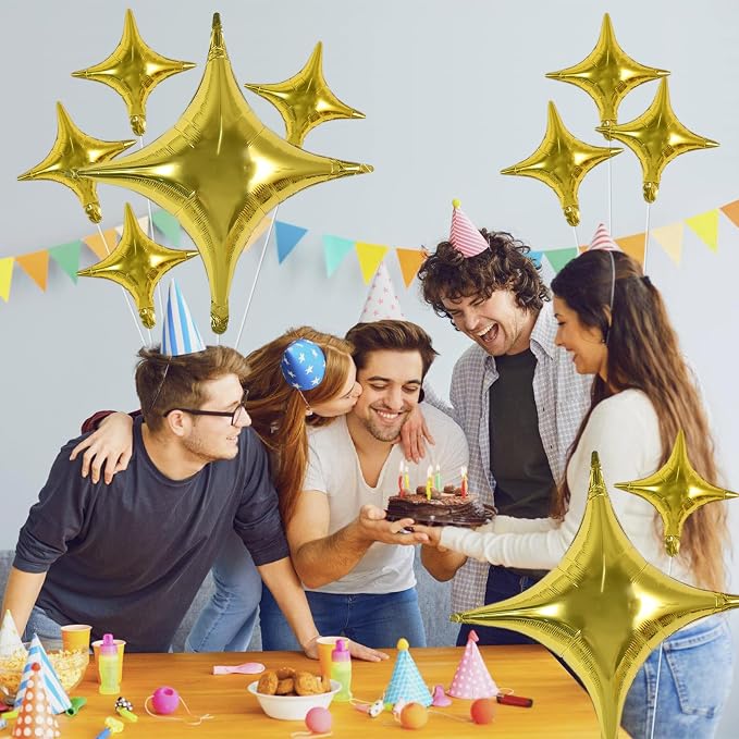 TONIFUL 30 Pcs Four Pointed Star Balloon 26In & 10In Gold Foil Balloon | Helium - Image 4