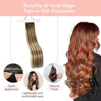 Sindra Invisi Edge Tape in Extensions Human Hair, Walnut Brown to Ash Brown and Blonde Seamless Injected Tape in Extensions 16 Inch 20pcs 45g Invisible Human Hair