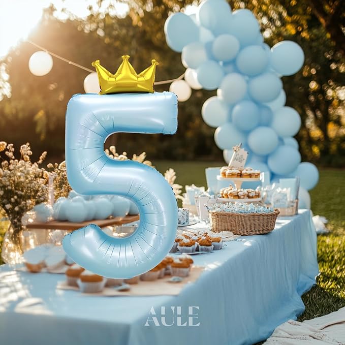 AULE 40 Inch Big Light Blue 5 Balloon Number - Image 5