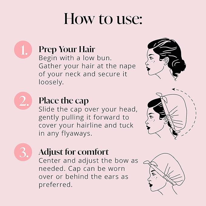 GRACE & COMPANY Luxury Shower Cap For Women - 100% Waterproof, Reusable, Washable & Breathable Shower Caps - Lucie