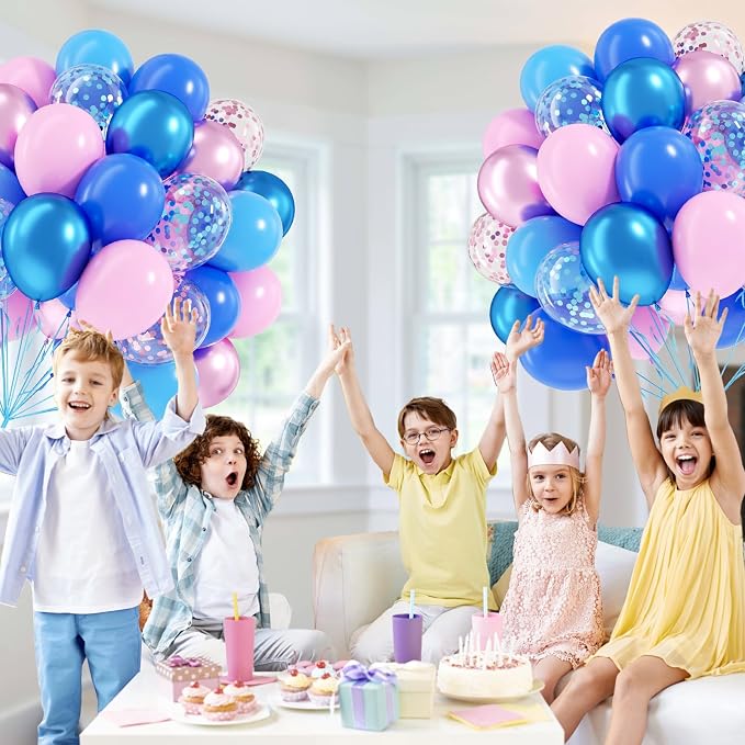60pcs Pink and Blue Balloons 12inch - Image 4