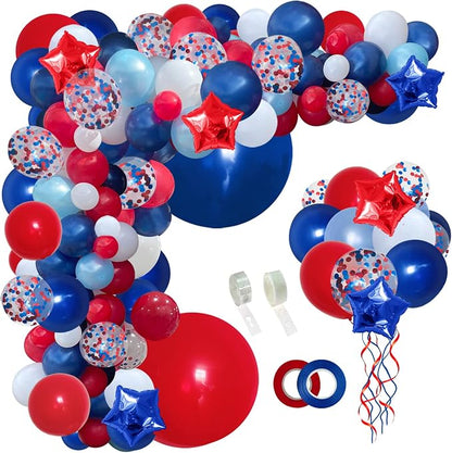 PERPAOL 140PCS Navy Red Blue Patriotic Balloon Arch Kit by Thesourceofpartyjoy
