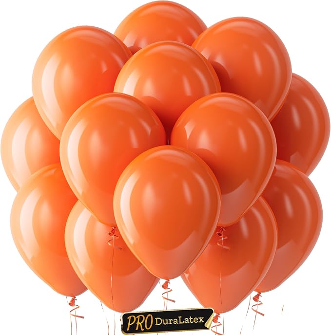 Pro Duralatex Orange Extra-Thick Balloons 100 Pack 12 inch | Orange Balloons by Bezente