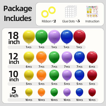 Colorful Balloons Different Sizes 135pcs 18 12 10 5 Inch Rainbow Balloons Arch - Image 2