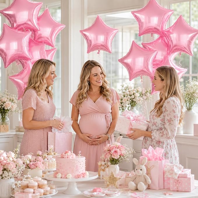 Pink Star Balloons, 18 Inches Star Foil Balloons - Image 7