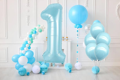 40 Inch Light Blue Number 1 Foil Balloon Set | - Image 4