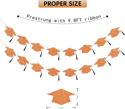 Graduation Decorations Class of 2026 Orange Graduation Cap Banner - Image 4