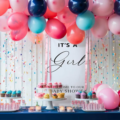 Oudain 24x60 Inch It's a Girl Burlap Banner, Baby Shower Fabric Backdrop - Image 4