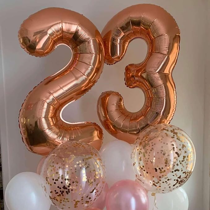Rose Gold 23 Number Balloons, 40 Inch Giant Number 23 Balloons Foil Mylar - Image 3