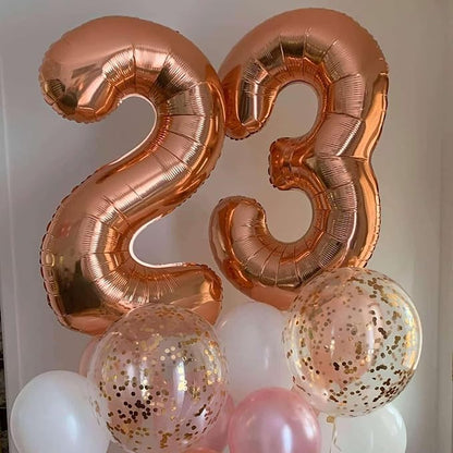 Rose Gold 28 Number Balloons, 40 Inch Giant Number 28 Balloons Foil Mylar - Image 4