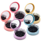 20 Pack Folding Travel Mirror Hair Brushes Round Folding Pocket Hair Brush Mini Hair Comb Compact Travel Size Hair Massage Combor Women and Girls (5Colors)