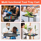 Salon Tray Cart Salon Rolling Tray, Tattoo Tray with Wheels Adjustable Height, Service Storage Tray Trolley for Beauty Clinic Spa