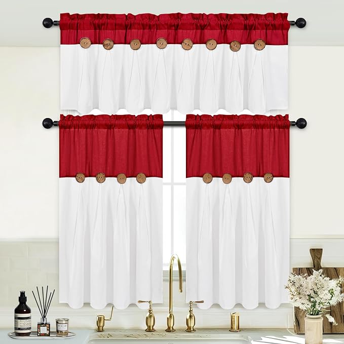 Farmhosue Kitchen Curtains 36 Inch Length, Rustic Cotton Linen Tier Curtains - Image 5
