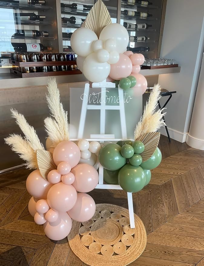 Baby in Bloom Balloon Arch Garland Kit, Sage Green Sand White Balloons - Image 3