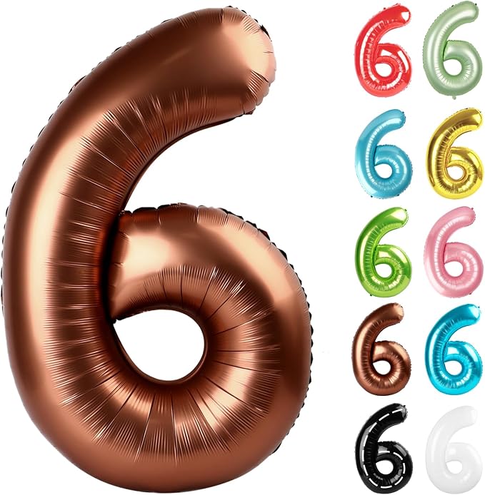 Coffee Brown Number 6 Balloon 40 Inch by IWERP
