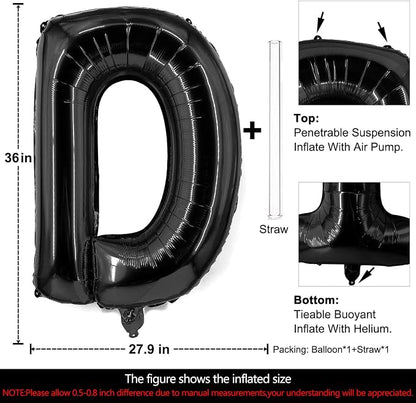 Lovoir 40 Inch Large Black Letter D Balloons Big Size Jumbo Mylar Foil Helium - Image 2