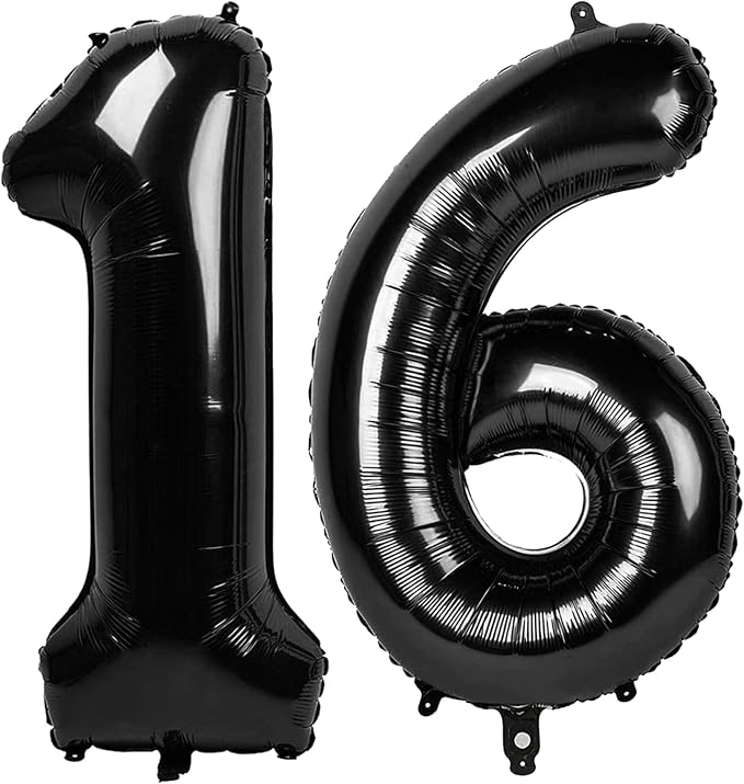 16 Balloon Number 40 Inch Black Balloons by Mluchee