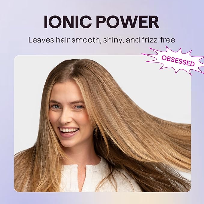 Wavytalk Blow Dryer with Diffuser, Blown Away Ionic Hair Dryer for Curly Hair with Comb, 1875W Fast Drying Blow Dryer with Ceramic Technology, 3 Attachments for All Hair Types, Light and Quiet, Purple