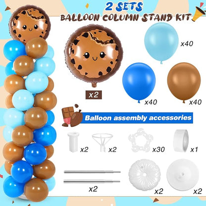 Jenaai 2 Set 163 Pcs Cookie Birthday Party Balloons Column Stand Kit Chocolate - Image 3