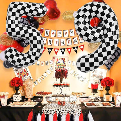 TONIFUL 40 Inch Large Checkered Number 5 Balloon 5th Birthday Decorations | 5th - Image 6