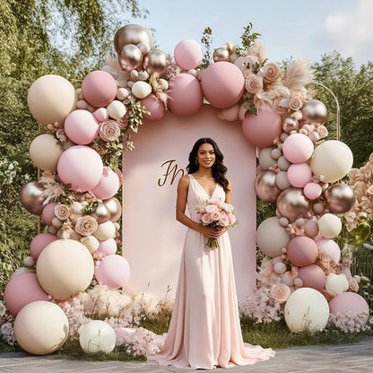 Dusty Pink Beige Rose Balloon Garland Double Stuffed | Mauve Light Pink Blush - Image 7